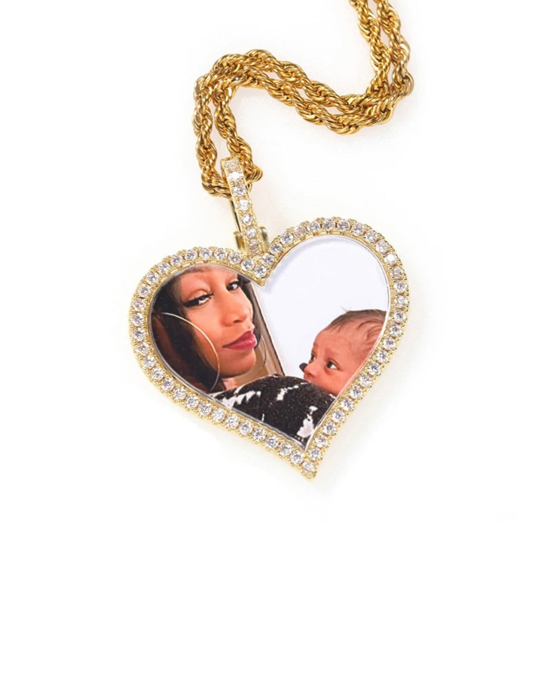 Diamond custom photo pendant necklace Gold